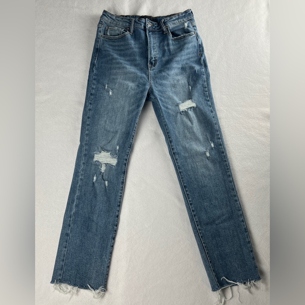 Risen Women's High Waist Straight Distress Jeans Waist 30 Sz 11 Style#RDP1294‎